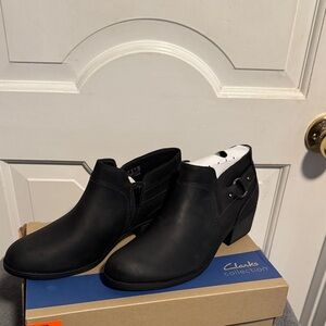 Clarks Black Ankle Booties for Women